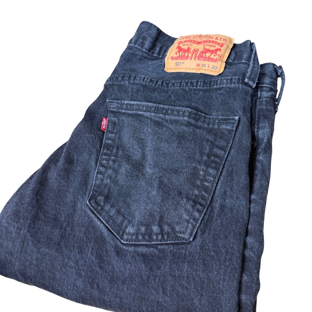 Levi's 501 Black Original Fit Mens‎ Jeans 34x30 (33x28) Button Fly Classic Denim